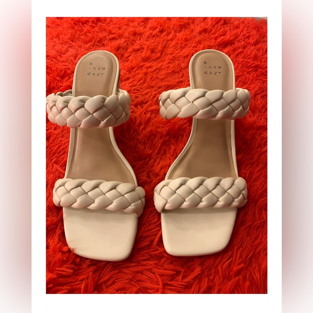 A NEW DAY braided block 3” heels, Size 8
